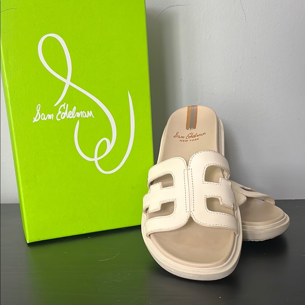 Sam Edelman Cream Sandals with Perforated Straps